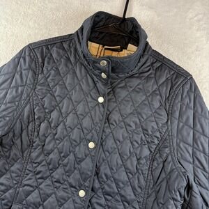 L.L.Bean Jacket Womens Small Petite Navy Quilted Puffer Snap Insulated